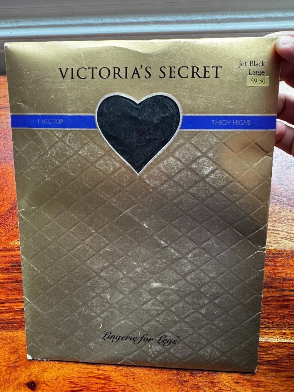 RARE Vintage 90s Victoria’s Secret Lace Top Thigh Highs Jet Black Large NOS USA